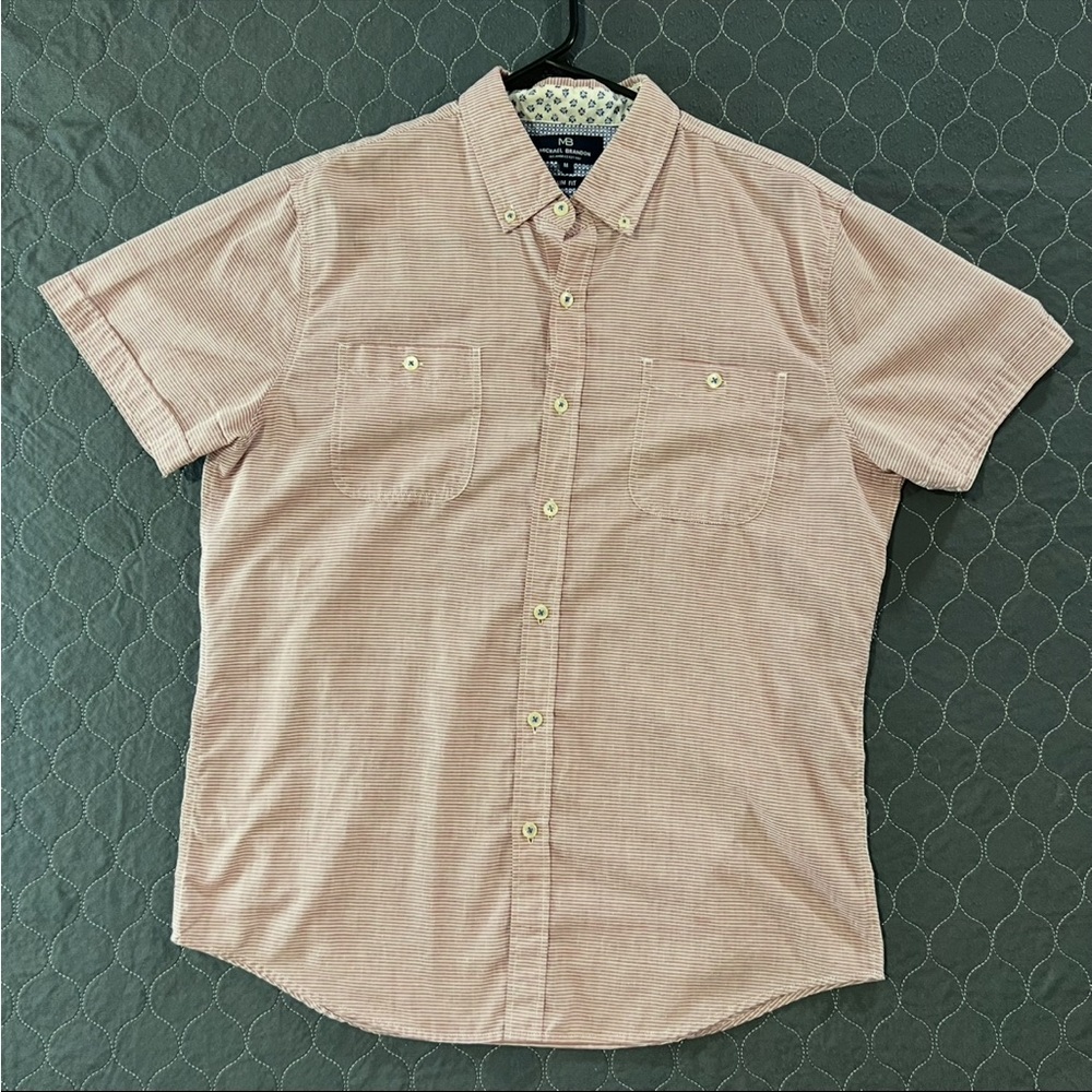 Michael Brandon Short-Sleeve Button-Down Shirt in Light Pink